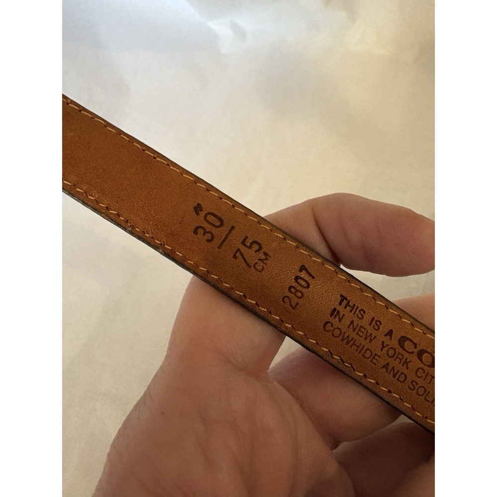 Vintage Coach Belt Womens M Brown Full Grain Leather Brass Buckle Retro 29"-33" - Picture 6 of 9